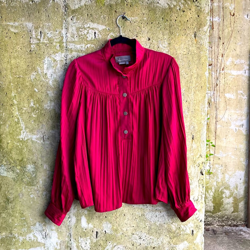 ✨3 for $50✨ Anthropologie Burgundy Blouse / Tunic, Silky, Gucci Vibes